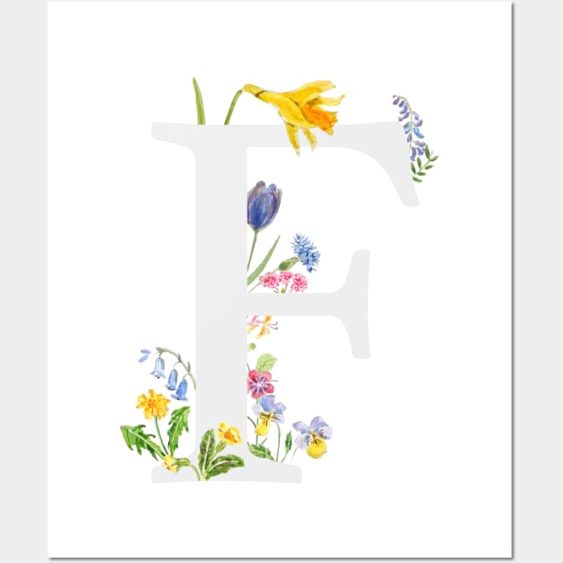 botanical monogram alphabet f wildflowers Wall Art by colorandcolor